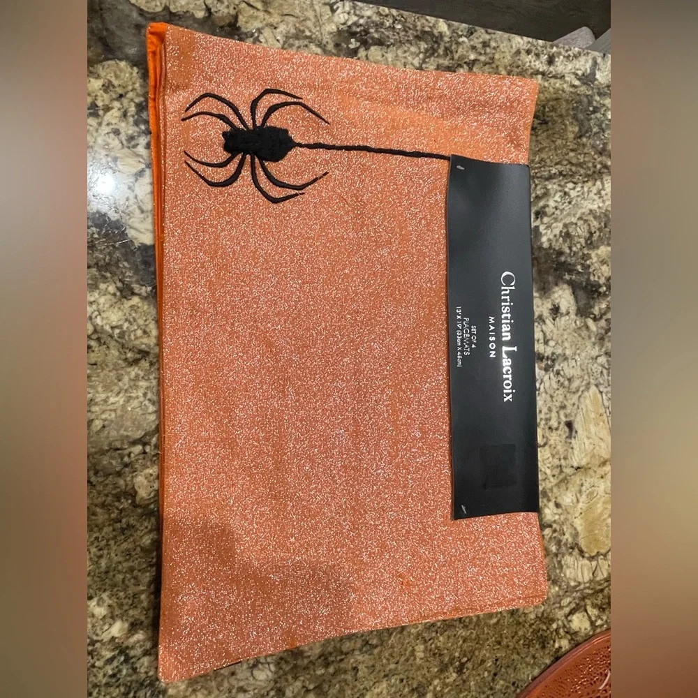 Christian Lacroix luxury halloween Placemat set of 4 - Embroidered spider - NEW